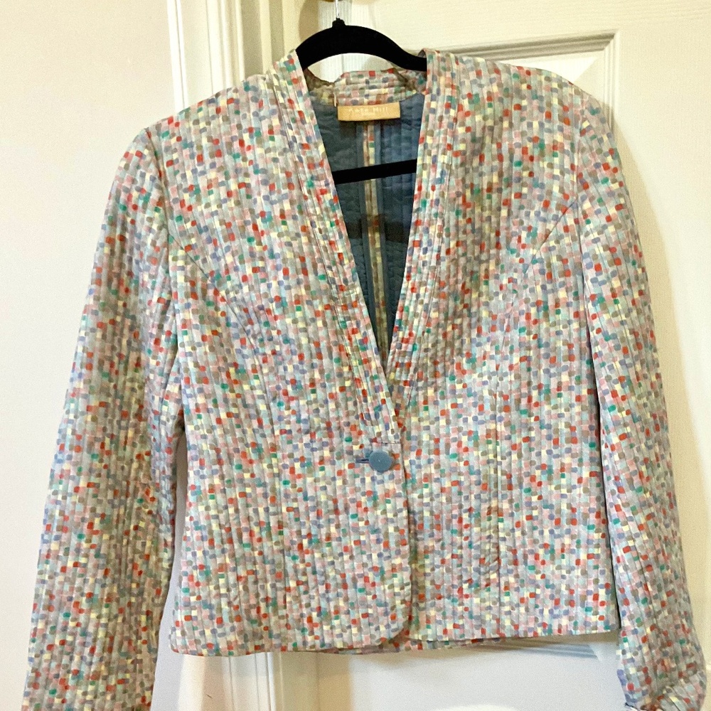 Katie Hill Blazeer 100 percent silk confetti design